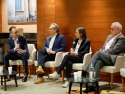 Frederik Temmermans (i), VUB & imec, Paul Melcher (2i), IMATAG, Antonella Fresa, Photoconsortium, y Philippe Rixhon, Valunode, participan en la ponencia âAddressing Media Authenticity Challenges in Cultural Heritage with JPEG Trustâ, durante el CEPIC 2026, el principal evento internacional del sector de las licencias de medios audiovisuales, este jueves en Valencia. EFE/Ana Escobar