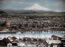 Portland, Oregon with Mt.Hood in background - Image from Oregon State University Special Collections & Archives Research Center on the Flickr Commons
