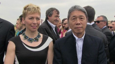 I.Pivetti-con-lartista-cinese-Lin-Mingde-alla-cerimonia-dinaugurazione-di-Aquae-20151