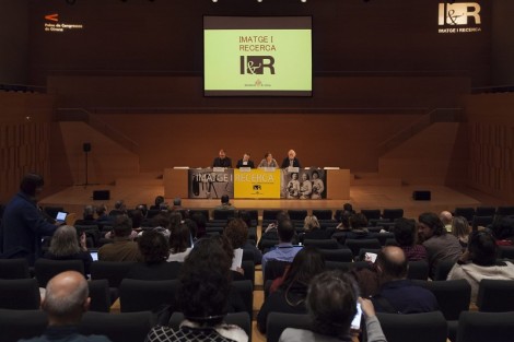 15es Jornades Imatge i Recerca al Palau de Congresso de Girona. Acte d'obertura de les jornades. D'esquerra a dreta, Joan Soler, president de l'Associació d'Arxivers - Gestors de Documents de Catalunya, Narcís Sastre, regidor de Paisatge i Hàbitat Urbà de l'Ajuntament de Girona, Elsa Ibar, directora general de Patrimoni Cultural de la Generalitat de Catalunya i Joan Boadas, director del Centre de Recerca i Difusió de la Imatge.